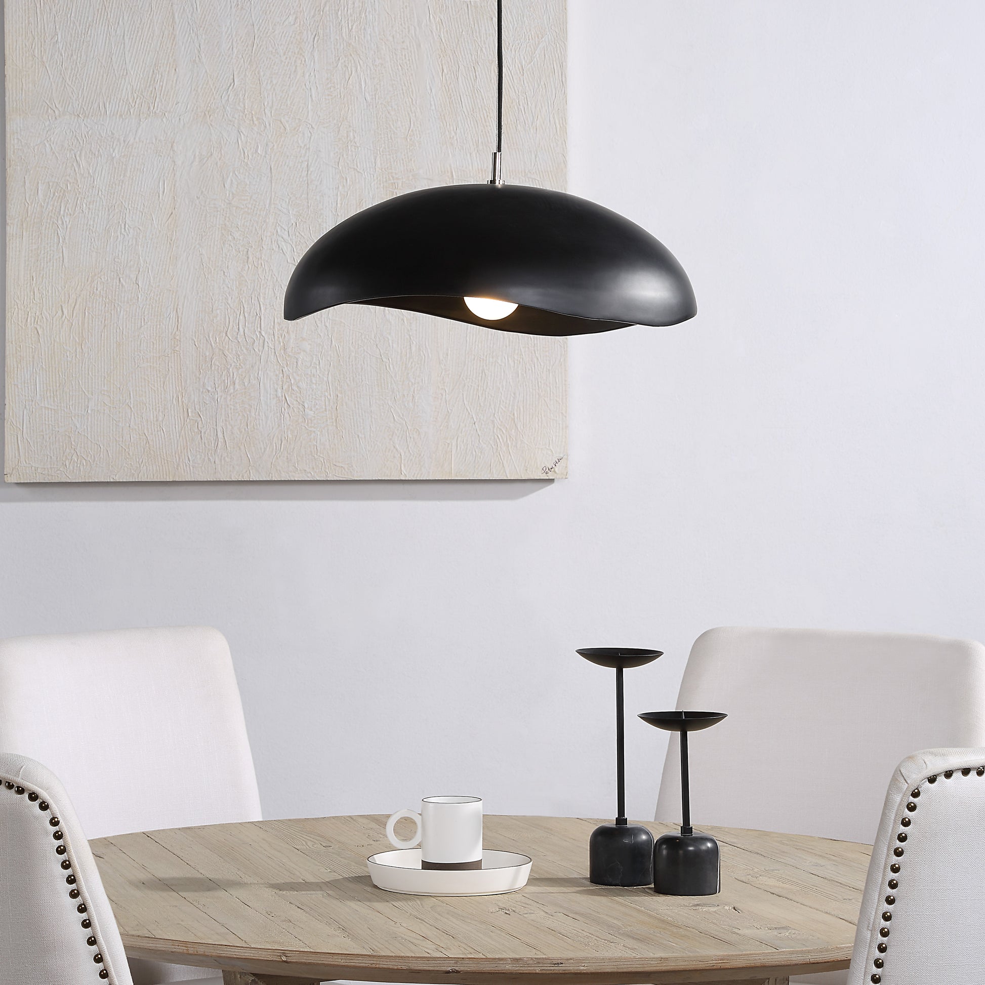 Filomena 22" Wide 1-Light Chandelier, Matte Black-Ceiling Fixture-DECOROLALA