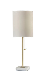 Fiona Table Lamp - White Marble Brass-Lighting-DECOROLALA