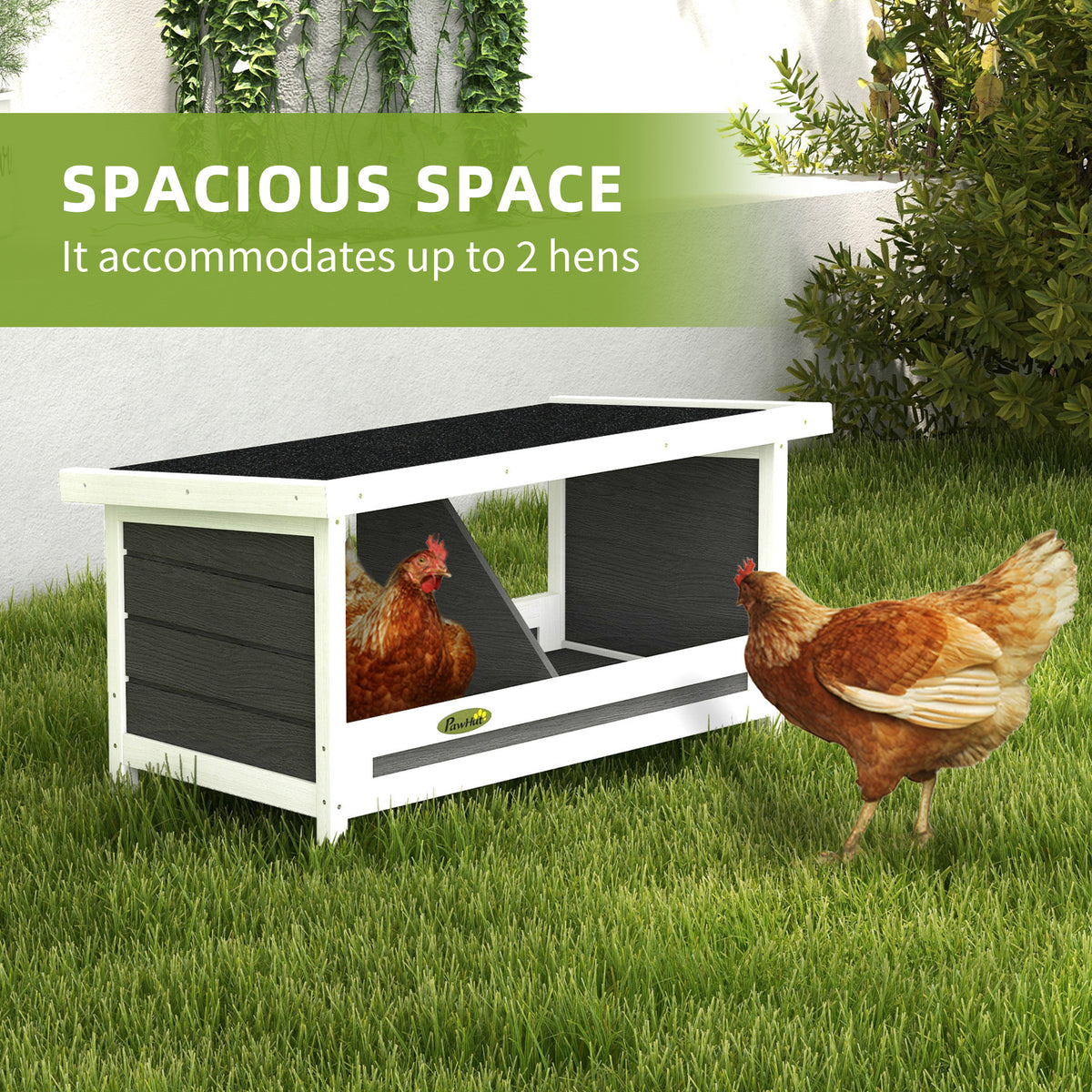 Fir Wood Chicken Nesting Box with Asphalt Roof - 2 Compartments-Small Animals-DECOROLALA