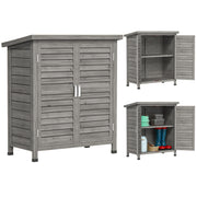 Fir Wood Garden Storage Shed - Grey 34" x 18" x 38"-Patio & Garden > Lawn & Garden > Sheds > Outdoor Storage Cabinet-DECOROLALA