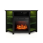 Fireplace Corner TV Stand with LED Lights and Smart APP Control for 50 Inches TV-Black-Entertainment Centers & TV Stands-DECOROLALA