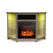 Fireplace Corner TV Stand with LED Lights and Smart APP Control for 50 Inches TV-Gray-Entertainment Centers & TV Stands-DECOROLALA