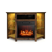 Fireplace Corner TV Stand with LED Lights and Smart APP Control for 50 Inches TV-Rustic Brown-Entertainment Centers & TV Stands-DECOROLALA