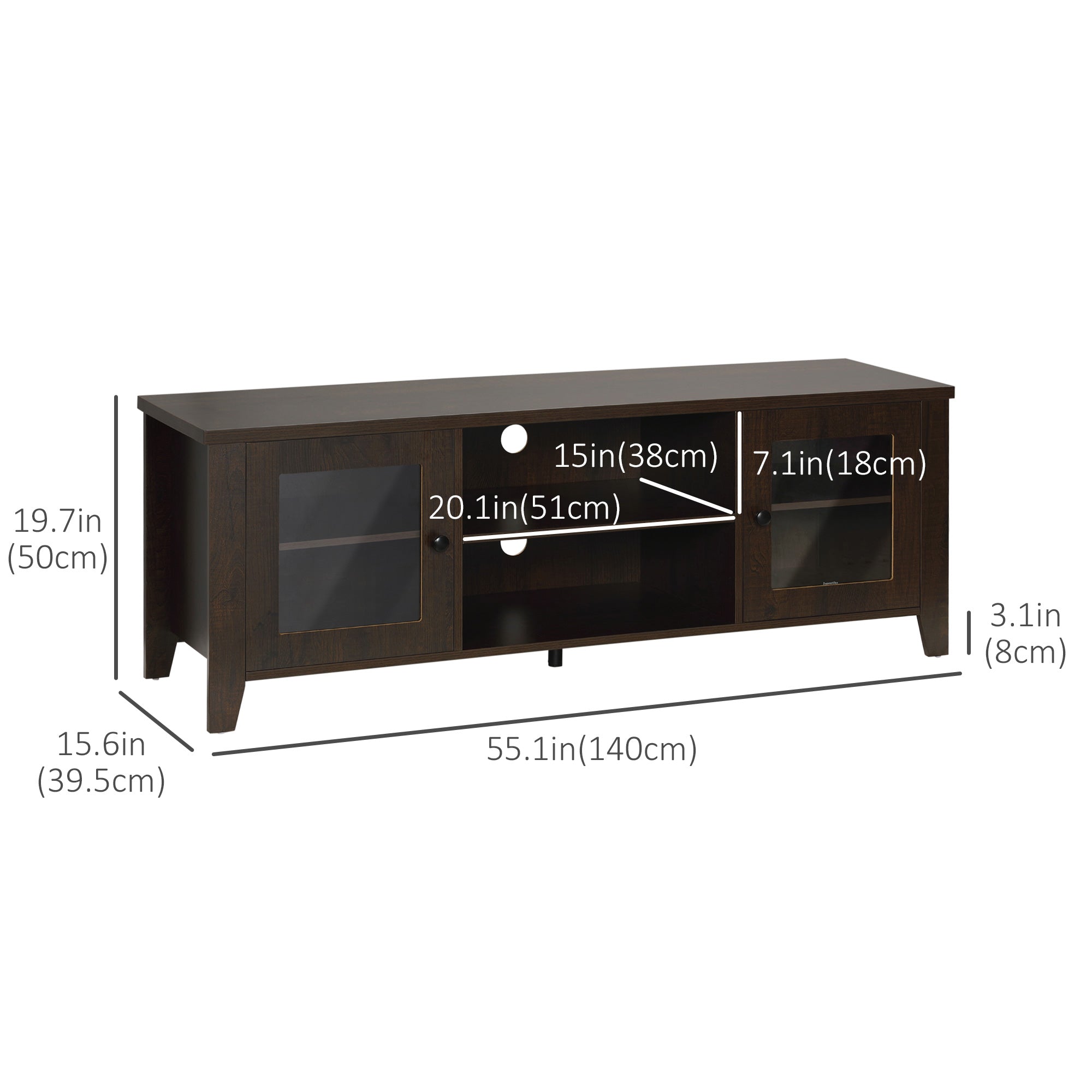 Fireplace TV Stand for TVs up to 60" - Coffee Wood Cabinet-DECOROLALA