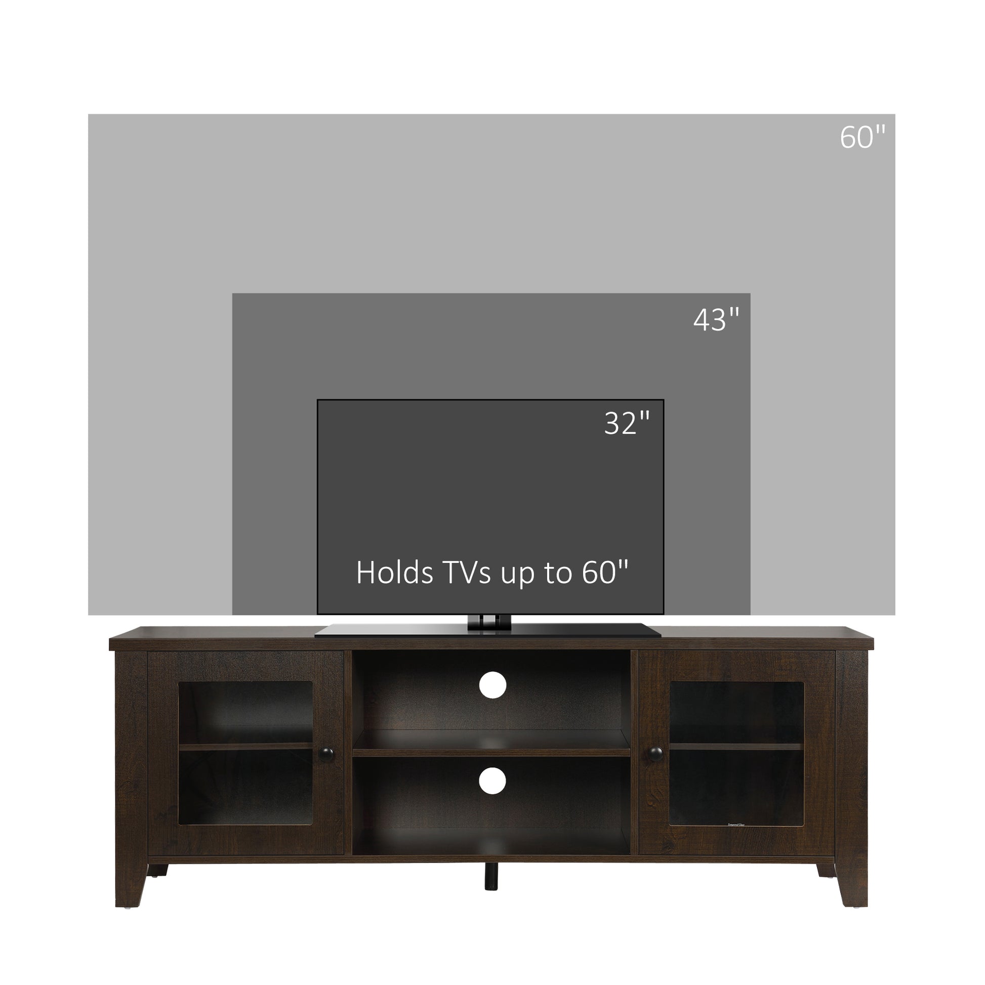 Fireplace TV Stand for TVs up to 60" - Coffee Wood Cabinet-DECOROLALA