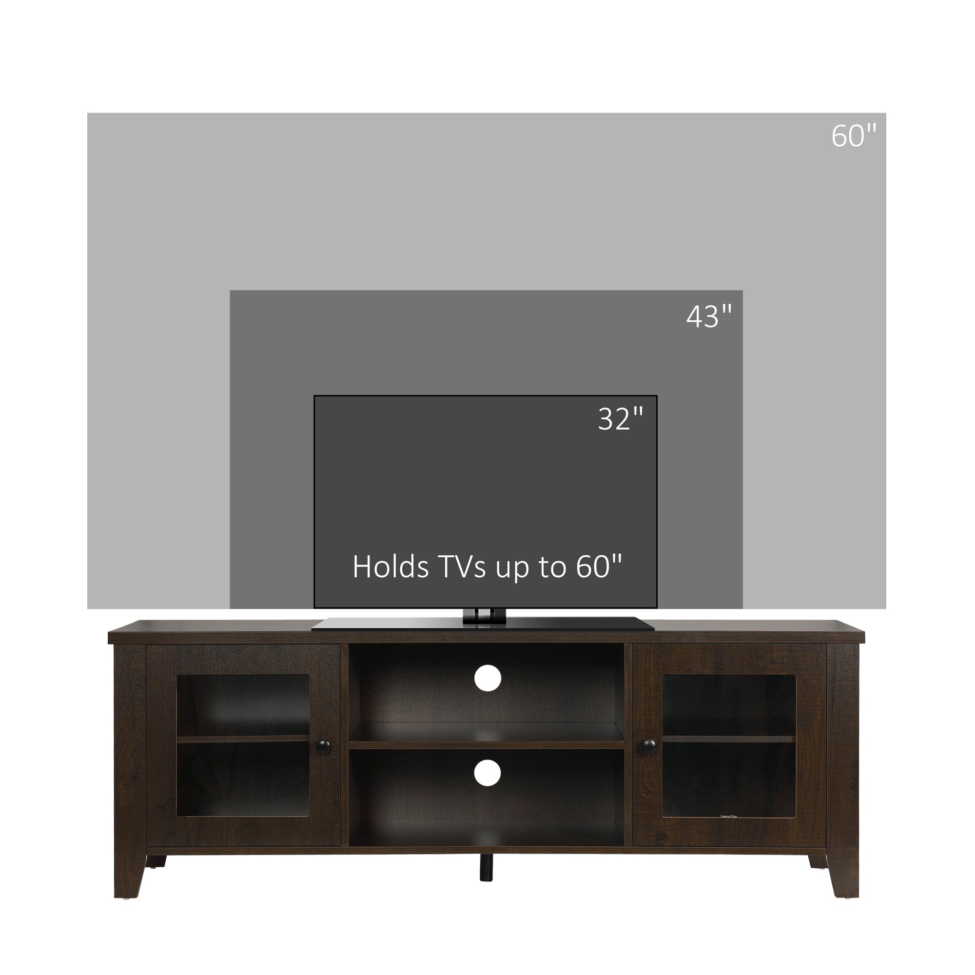Fireplace TV Stand for TVs up to 60" - Coffee Wood Cabinet-DECOROLALA