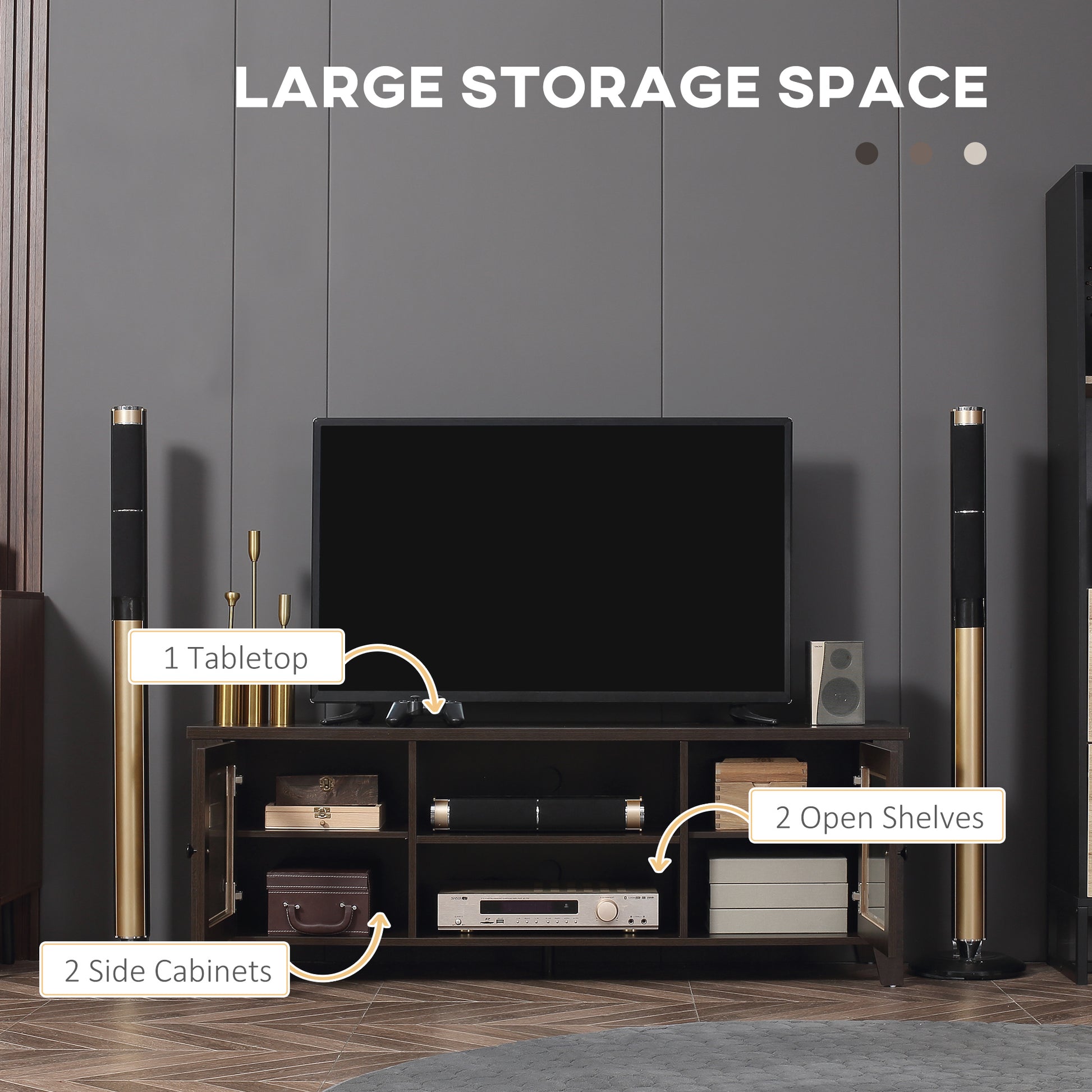 Fireplace TV Stand for TVs up to 60" - Coffee Wood Cabinet-DECOROLALA