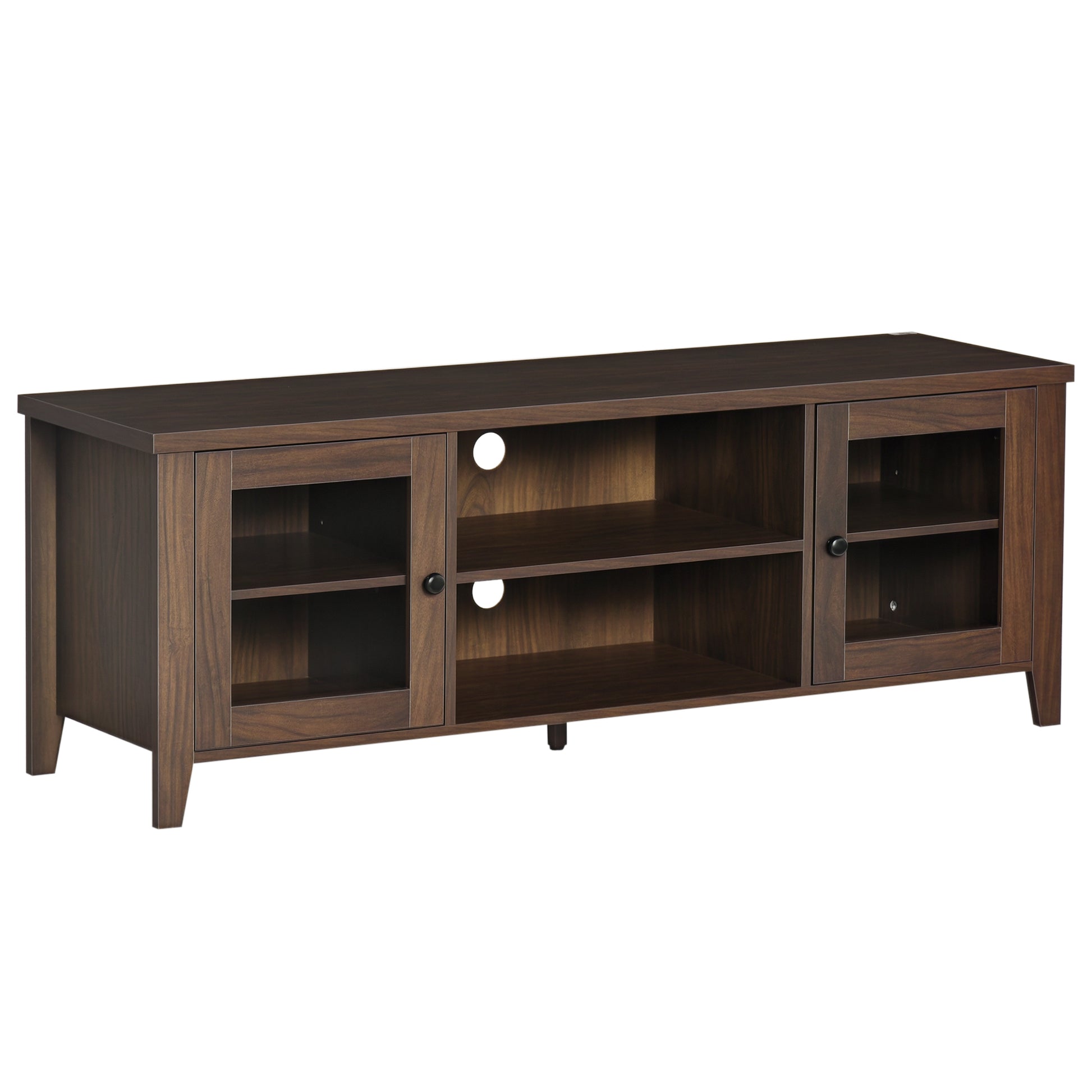 Fireplace TV Stand for TVs up to 60" - Coffee Wood Cabinet-DECOROLALA