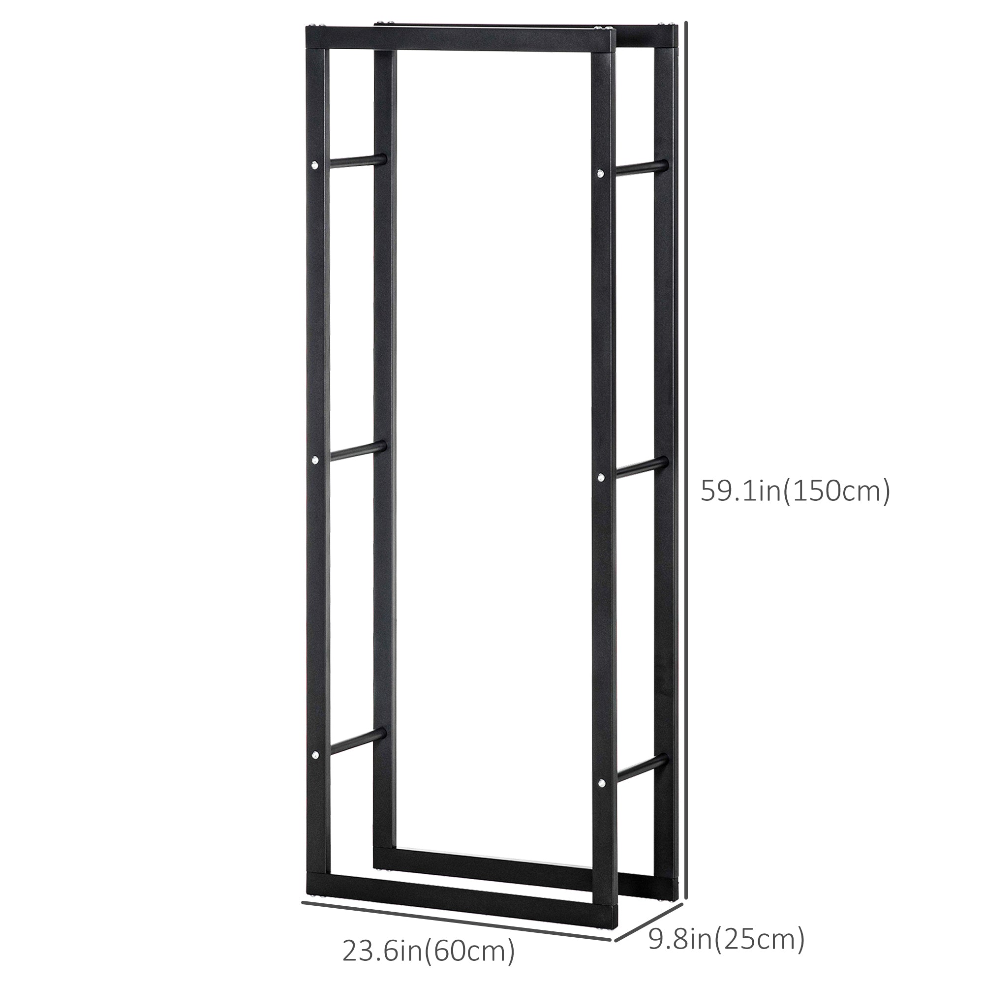 Firewood Rack - 23.6" Steel Log Holder 220 lbs. Capacity-Home Furnishings > Home Décor > Fireplaces & Accessories > Firewood Racks-DECOROLALA