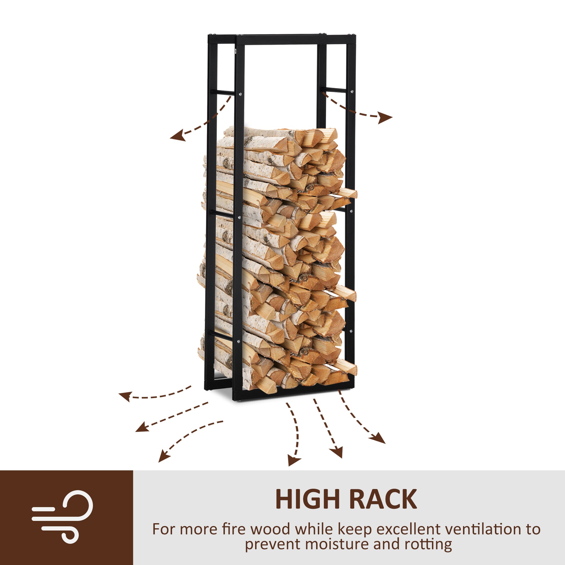 Firewood Rack - 23.6" Steel Log Holder 220 lbs. Capacity-Home Furnishings > Home Décor > Fireplaces & Accessories > Firewood Racks-DECOROLALA