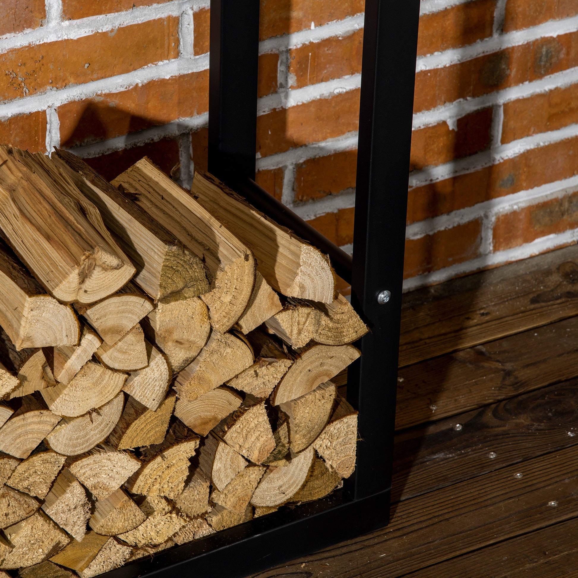 Firewood Rack - 23.6" Steel Log Holder 220 lbs. Capacity-Home Furnishings > Home Décor > Fireplaces & Accessories > Firewood Racks-DECOROLALA