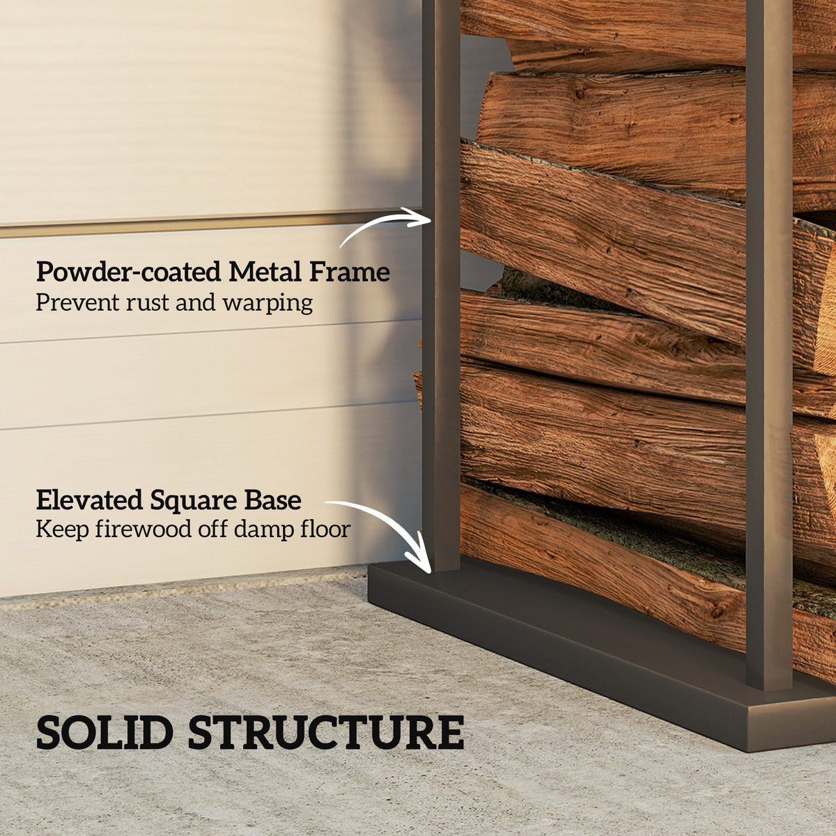 Firewood Rack - 43" Vertical Log Holder, 220 lbs Capacity-Firewood Racks-DECOROLALA