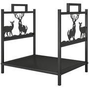 Firewood Rack - Black Reindeer Design Metal Log Holder-Home Furnishings > Home Décor > Fireplaces & Accessories > Firewood Racks-DECOROLALA