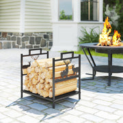 Firewood Rack - Black Reindeer Design Metal Log Holder-Home Furnishings > Home Décor > Fireplaces & Accessories > Firewood Racks-DECOROLALA