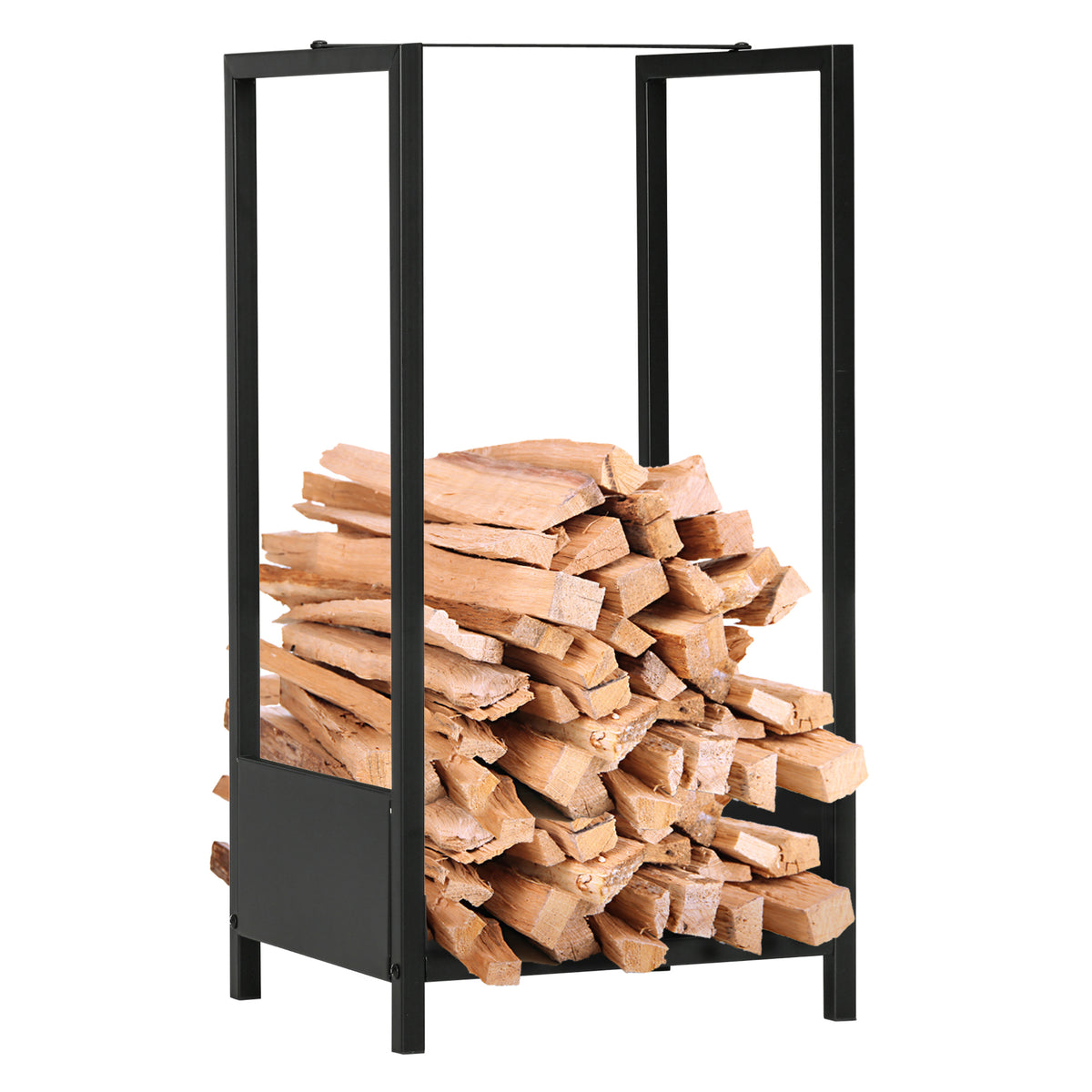 Firewood Rack - Black Steel Indoor Outdoor Log Holder-Firewood Racks-DECOROLALA