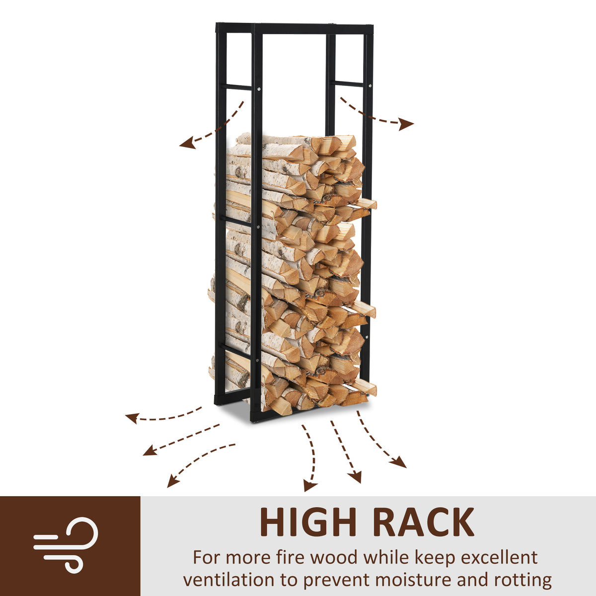 Firewood Rack - Black Steel Log Holder 220 lbs. Capacity-Firewood Racks-DECOROLALA