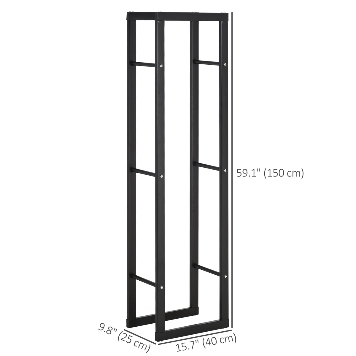 Firewood Rack - Black Steel Log Holder 220 lbs. Capacity-Firewood Racks-DECOROLALA