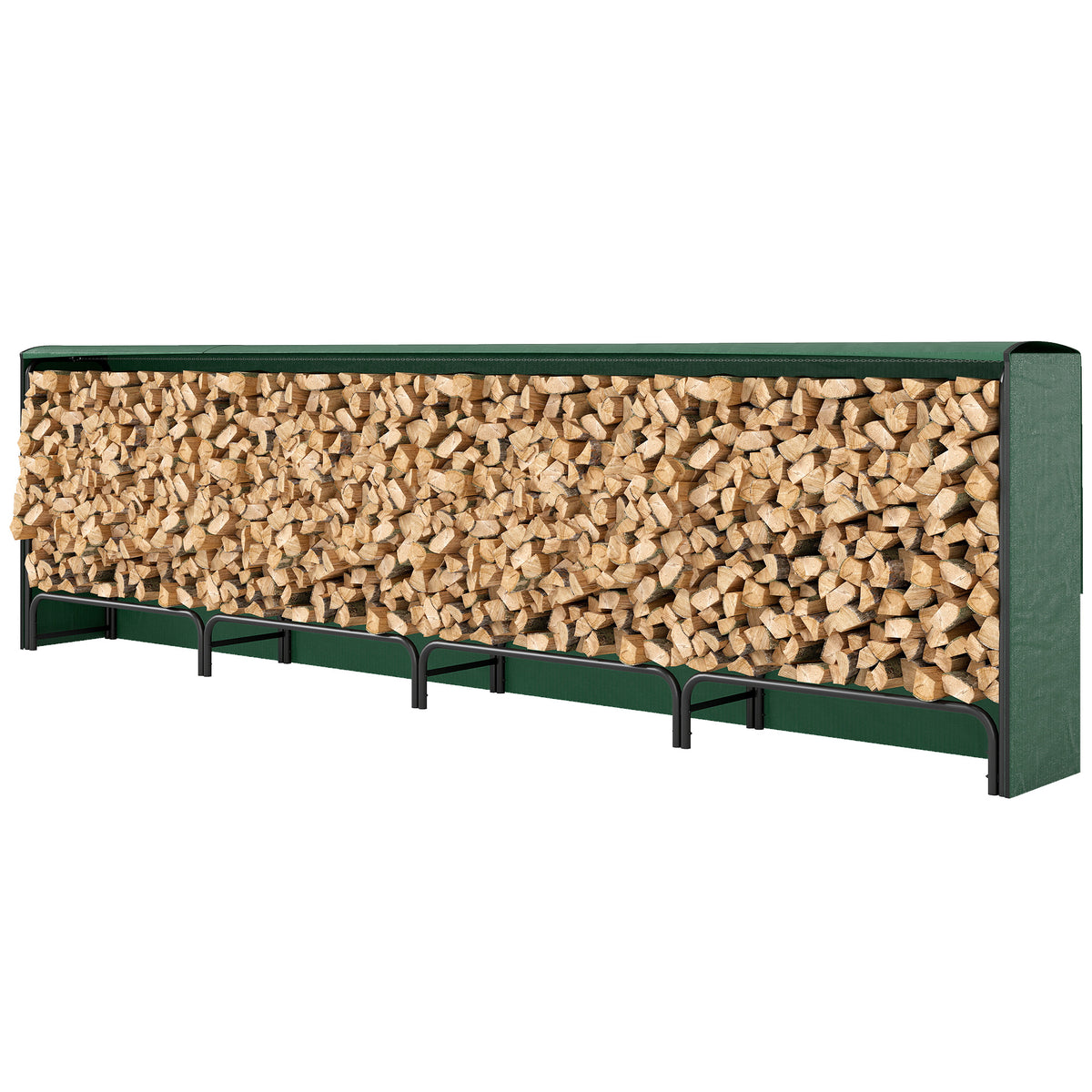 Firewood Rack with Waterproof Cover - 142" Dark Green-Firewood Racks-DECOROLALA