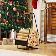 Firewood Storage Rack Heavy-duty Metal Log Holder with Handle and Square Rack-Log Racks & Carriers-DECOROLALA