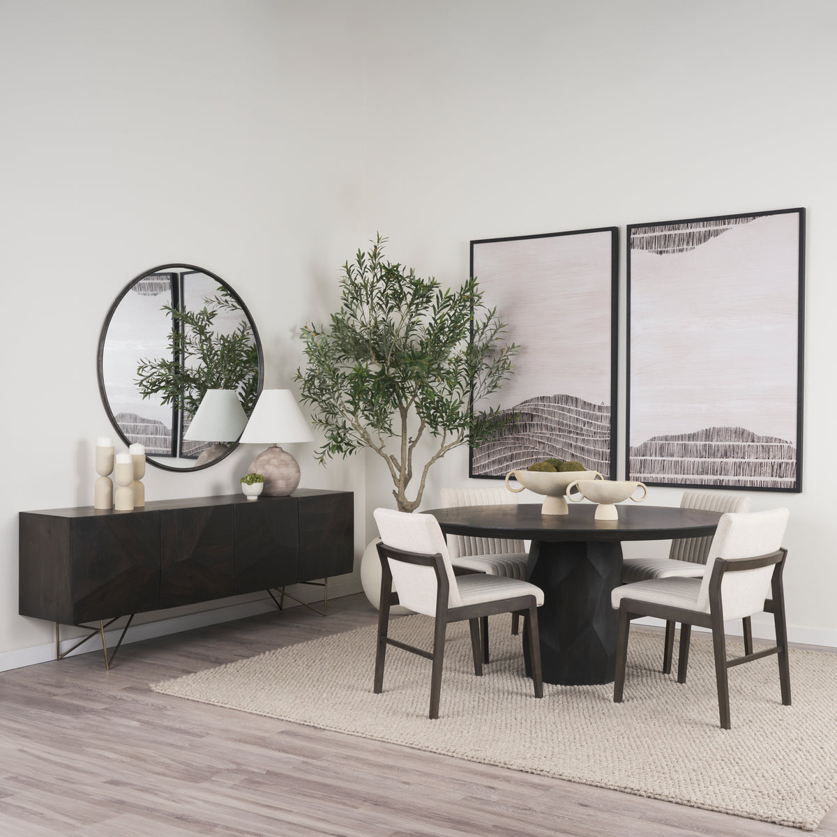 Fitzgerald 60" Round Pedestal Dining Table | Modern | Wood | Seats 6-Dining Tables-DECOROLALA