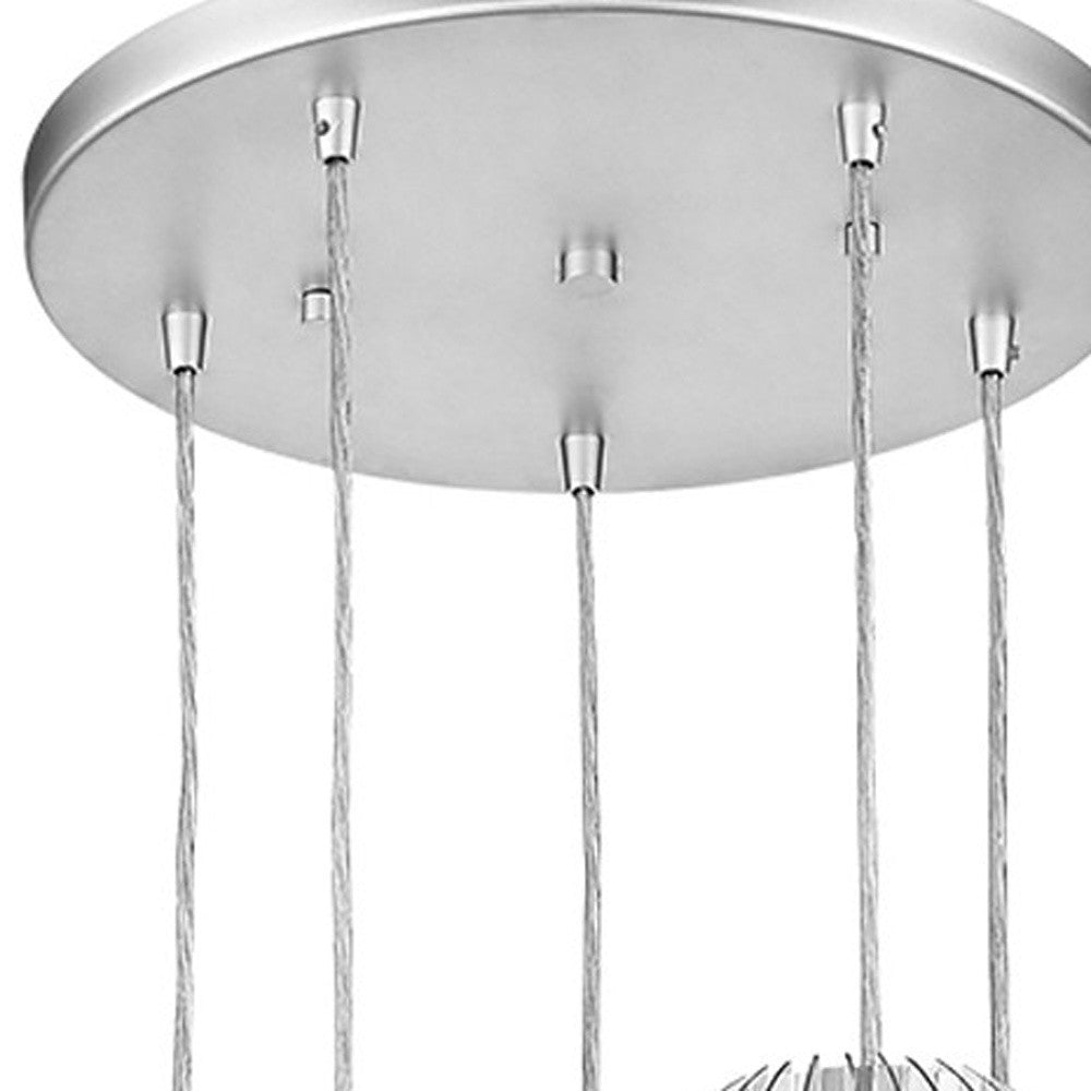 Five Light Acrylic and Steel Shade Hanging Globe Light-Chandeliers-DECOROLALA