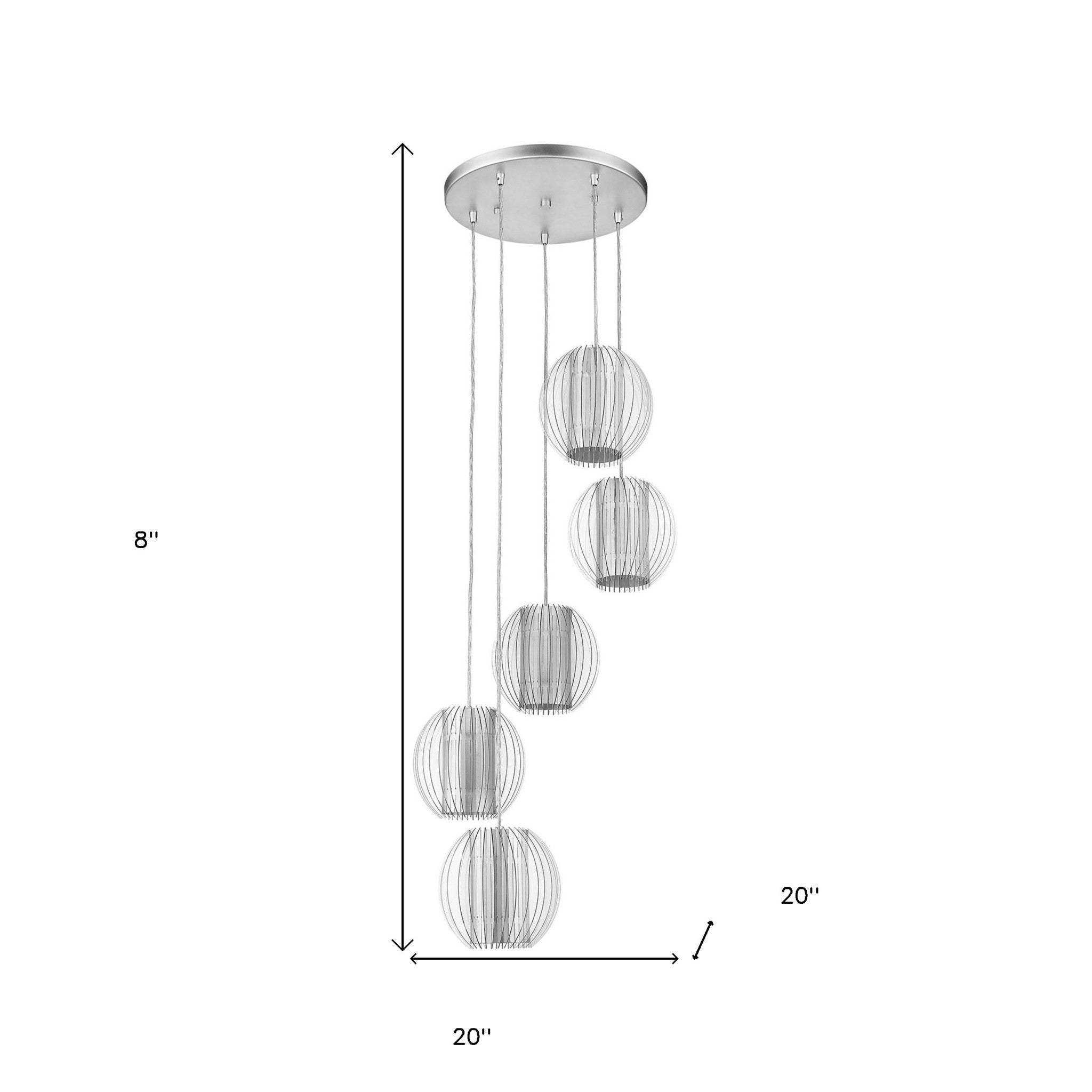 Five Light Acrylic and Steel Shade Hanging Globe Light-Chandeliers-DECOROLALA