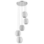 Five Light Acrylic and Steel Shade Hanging Globe Light-Chandeliers-DECOROLALA