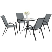 Five-Piece Patio Set - Dark Grey Glass Table-DECOROLALA
