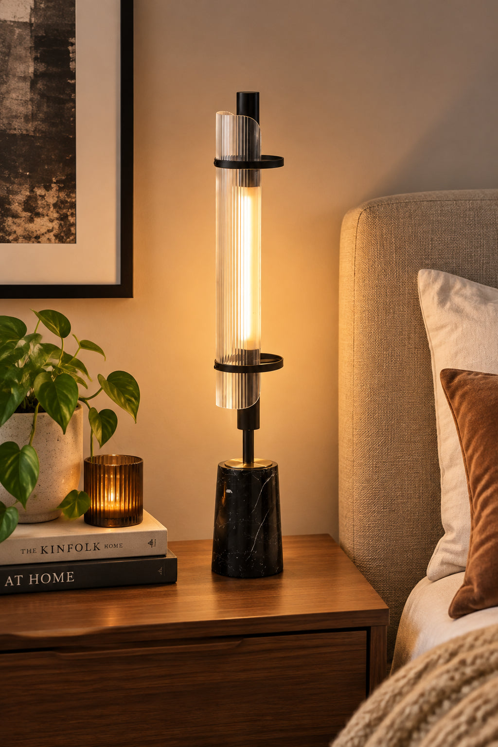 Flair LED Table Lamp - Black Marble 8W-Lighting-DECOROLALA