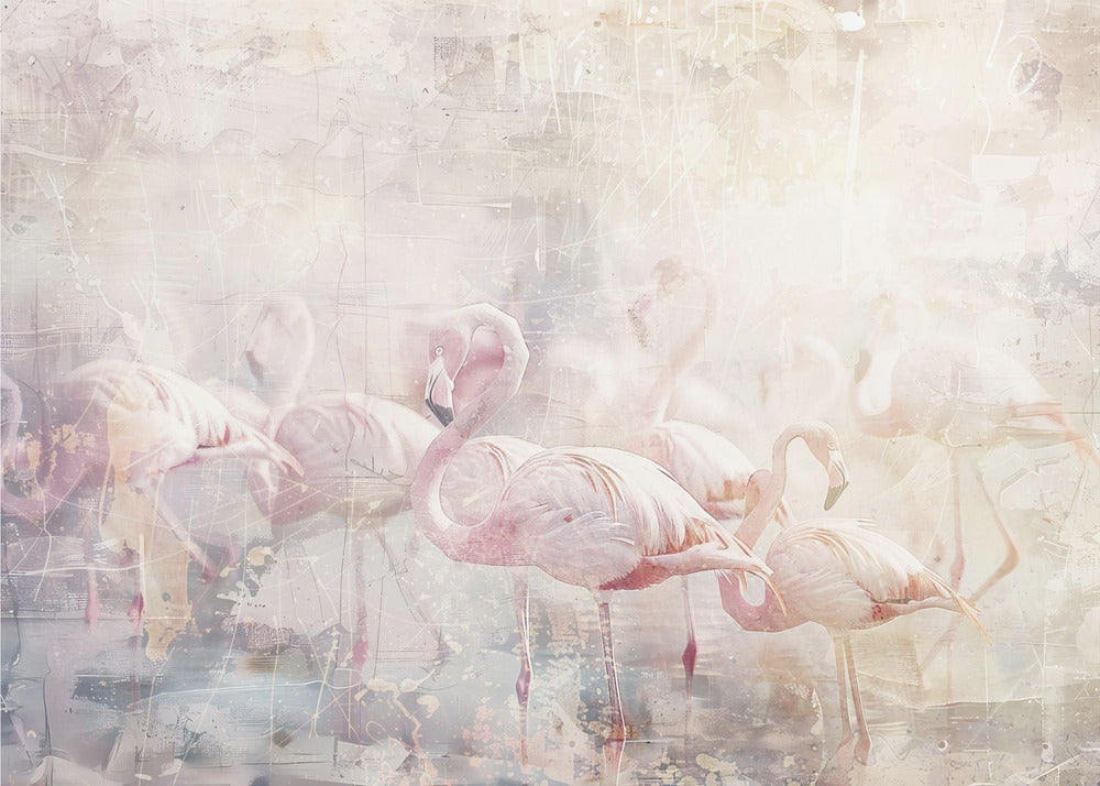 Flamingo Animal Vintage Art Illustration Wall Art-canvas-DECOROLALA