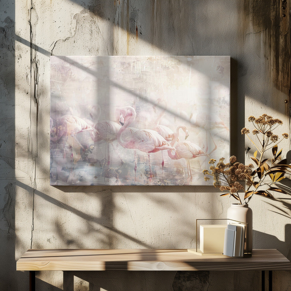 Flamingo Animal Vintage Art Illustration Wall Art-canvas-DECOROLALA