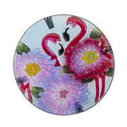 Flamingo Round Glass Top Foldable Patio Side Table - 15"-End Table-DECOROLALA