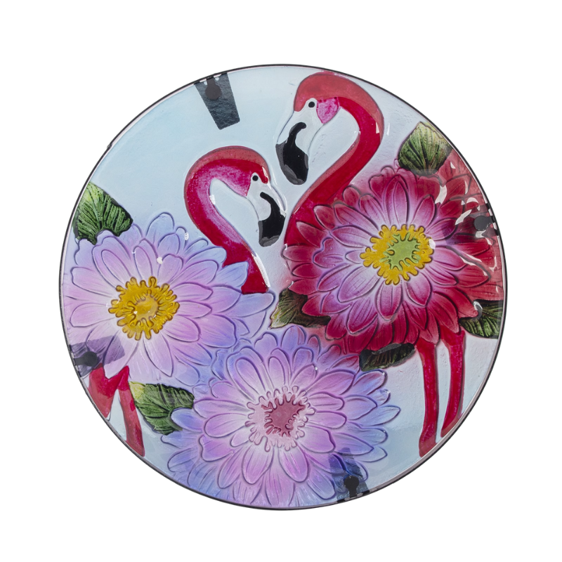 Flamingo Round Glass Top Foldable Patio Side Table - 15"-End Table-DECOROLALA