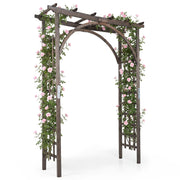 Flat Top Garden Arch Trellis 85" Tall Wood for Climbing Plants and Wedding-Brown-Garden Arbors-DECOROLALA
