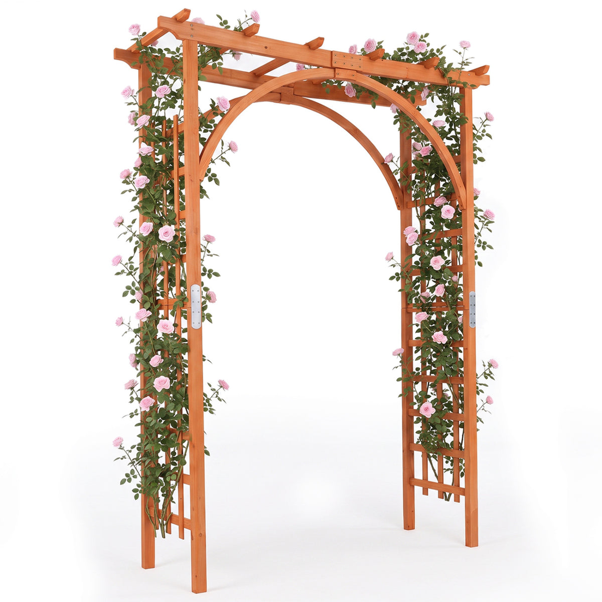 Flat Top Garden Arch Trellis 85" Tall Wood for Climbing Plants and Wedding-Orange-Garden Arbors-DECOROLALA