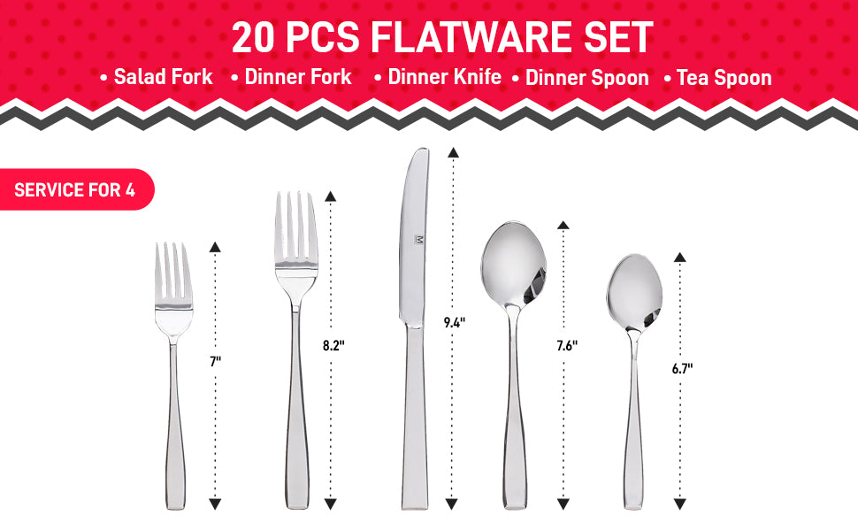 Flatware 20PC 18/0 Stainless Steel Gourmet Set-Cutlery and Flatware-DECOROLALA