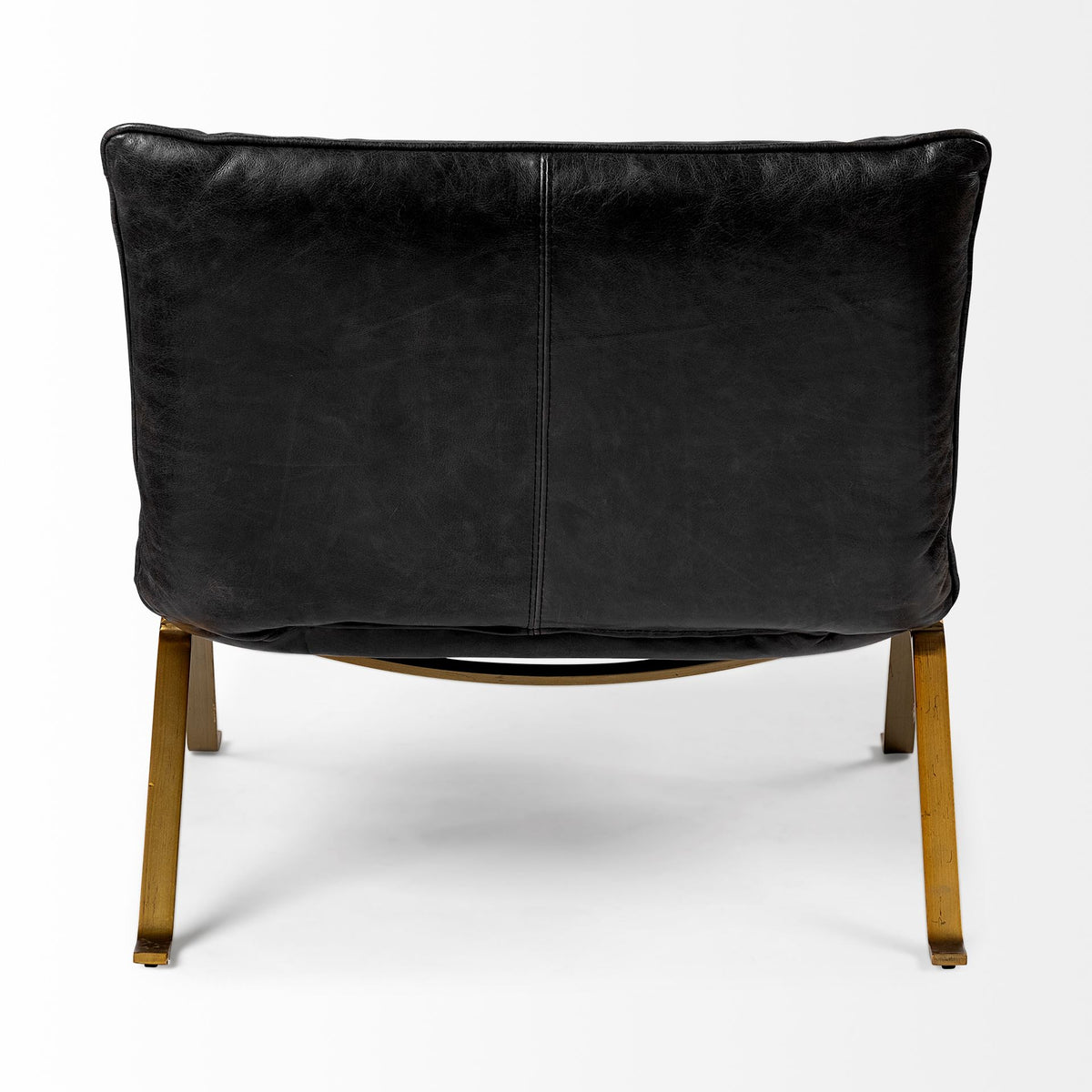 Flavelle II Black Leather Cushion Seat and Solid Iron Base Accent Chair-Accent Chairs-DECOROLALA