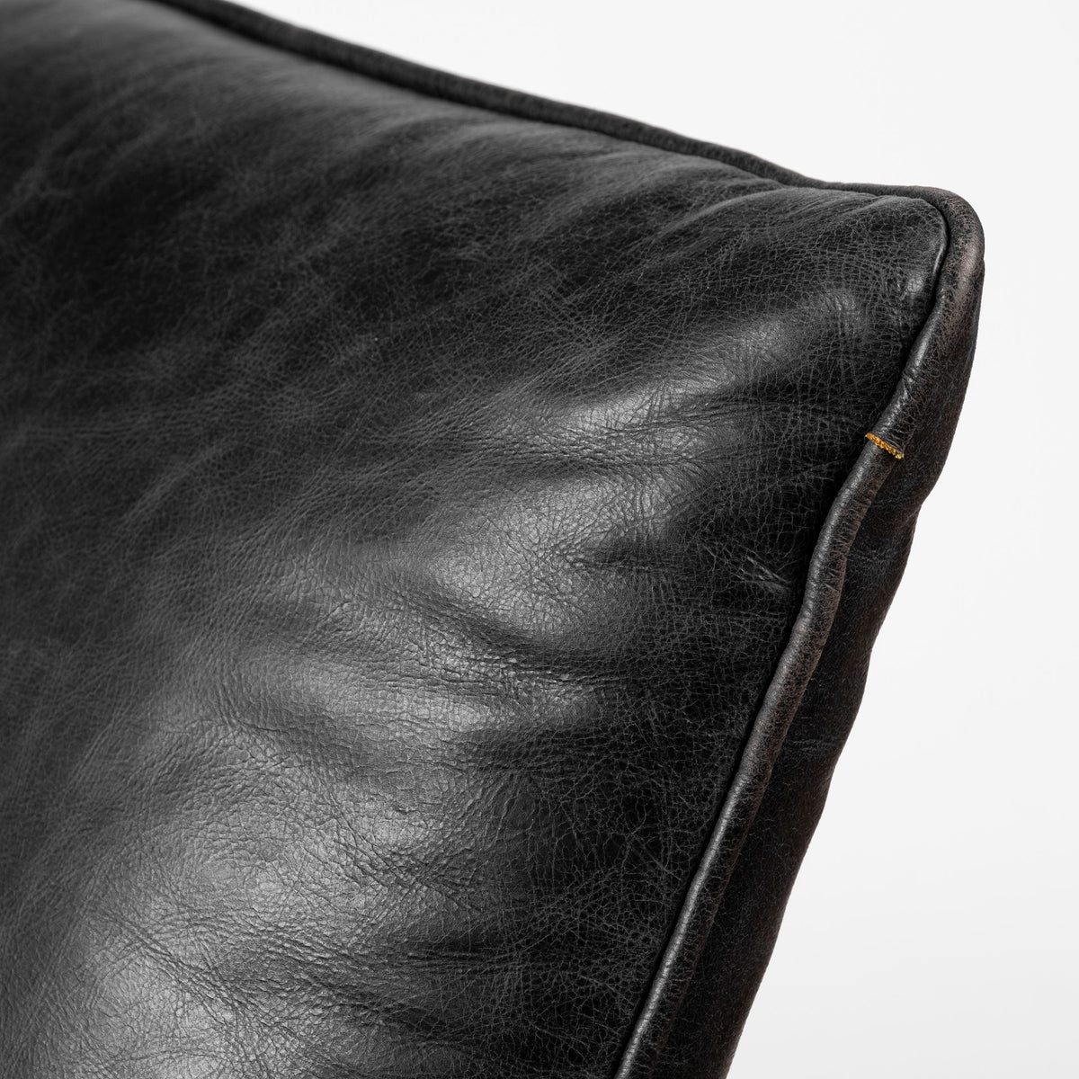 Flavelle II Black Leather Cushion Seat and Solid Iron Base Accent Chair-Accent Chairs-DECOROLALA