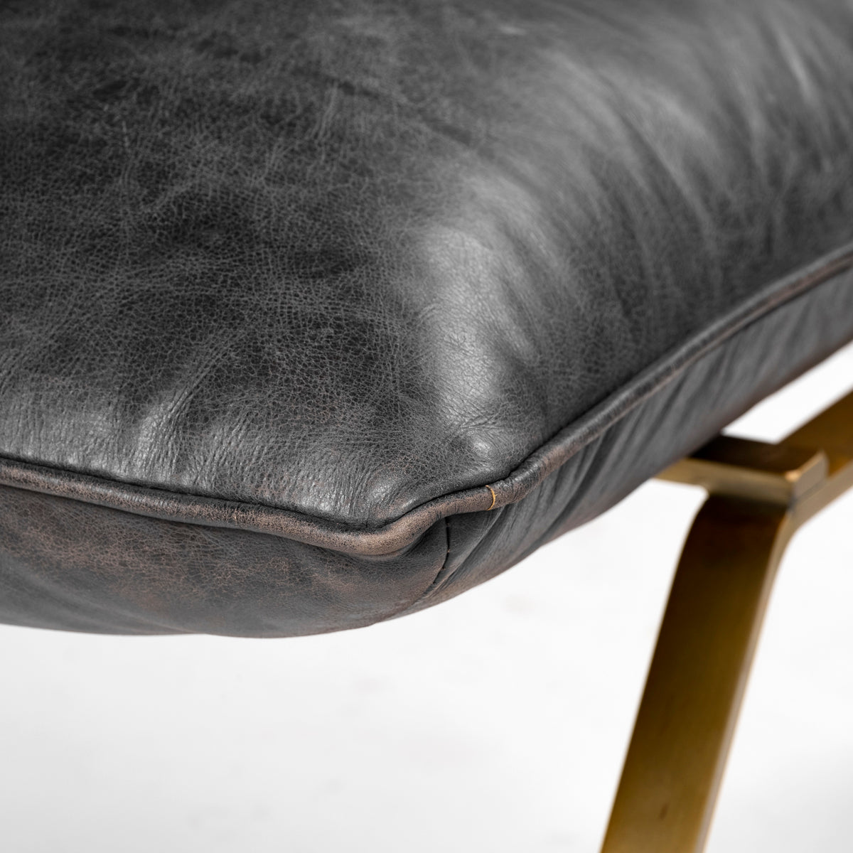 Flavelle II Black Leather Cushion Seat and Solid Iron Base Accent Chair-Accent Chairs-DECOROLALA