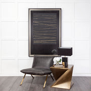 Flavelle II Black Leather Cushion Seat and Solid Iron Base Accent Chair-Accent Chairs-DECOROLALA