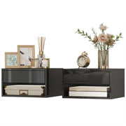 Floating Bedside Tables Set of 2 - High Gloss Black-Home Furnishings > Bedroom Furniture > Bedside Tables-DECOROLALA