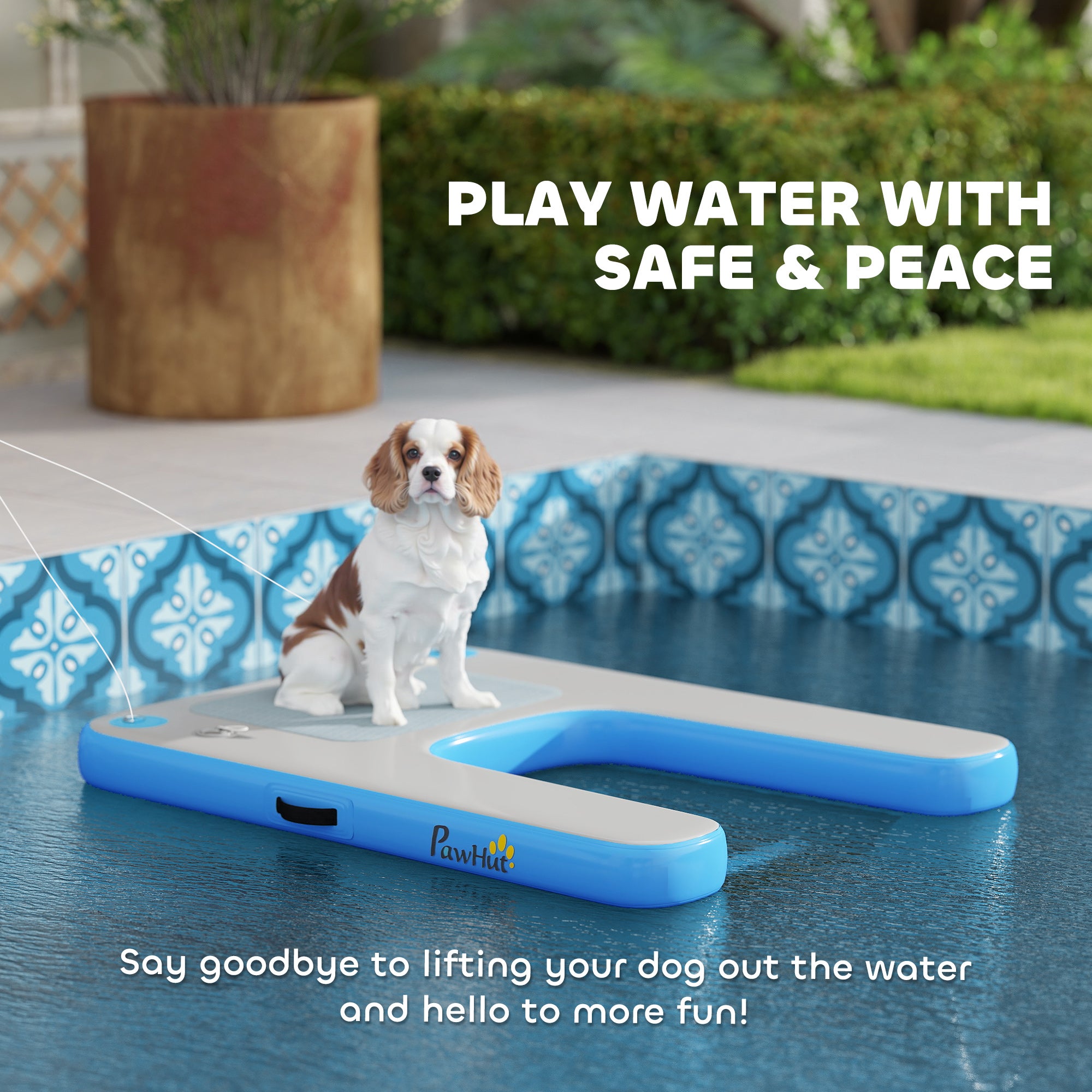 Floating Boat Ramp for Swimming Pets Up to 200 lbs, for Pool, Lake, Boat, Dock-DECOROLALA