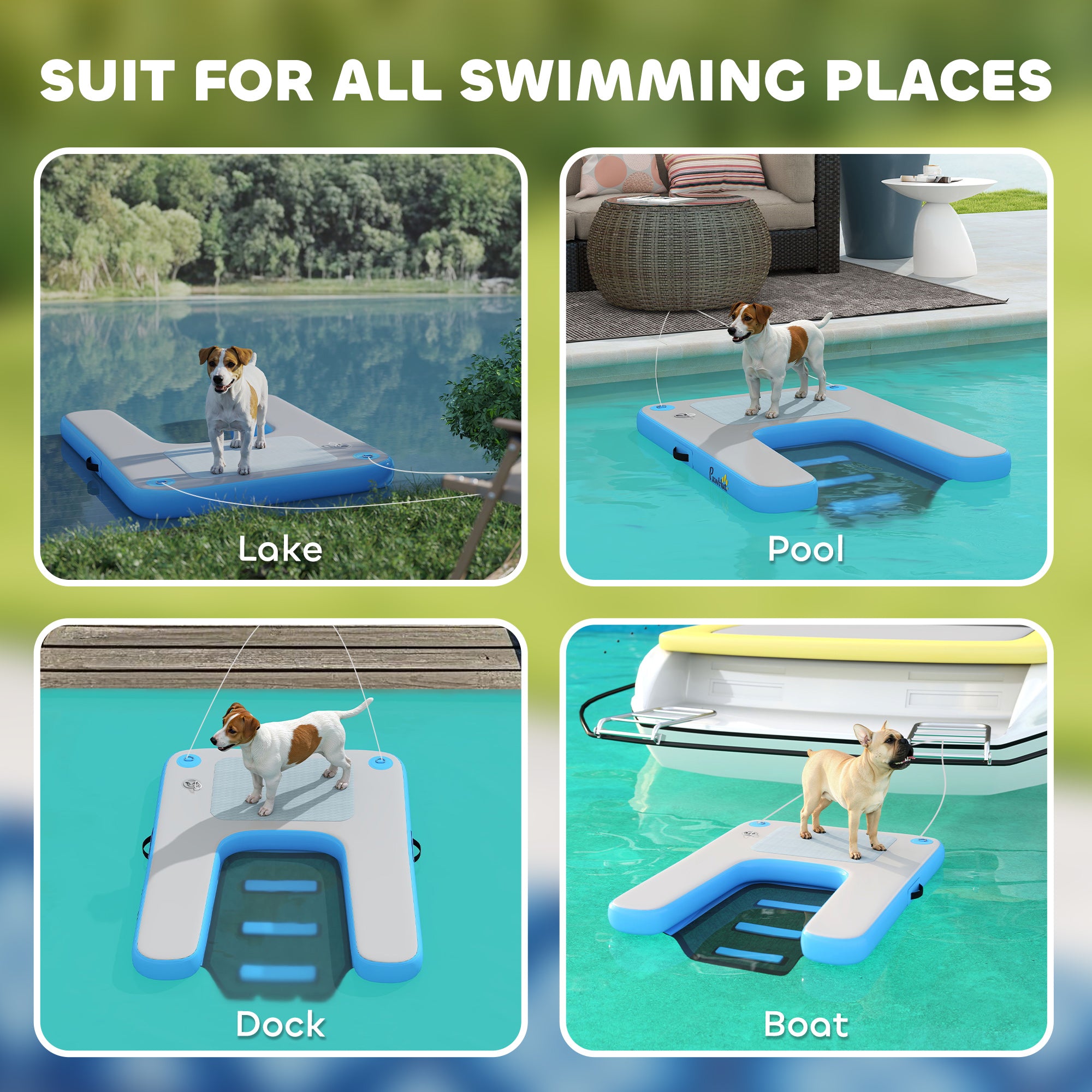 Floating Boat Ramp for Swimming Pets Up to 200 lbs, for Pool, Lake, Boat, Dock-DECOROLALA