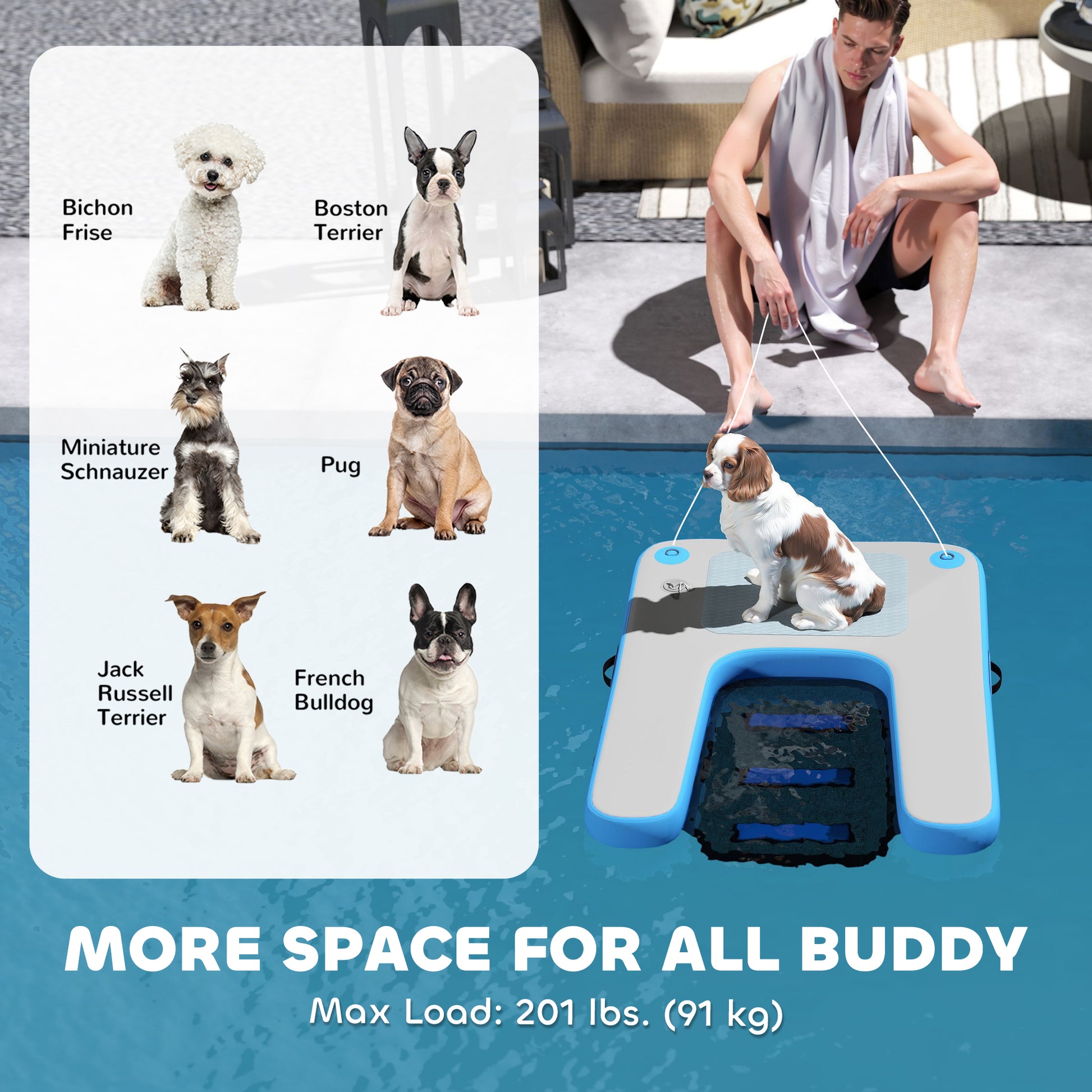 Floating Boat Ramp for Swimming Pets Up to 200 lbs, for Pool, Lake, Boat, Dock-DECOROLALA