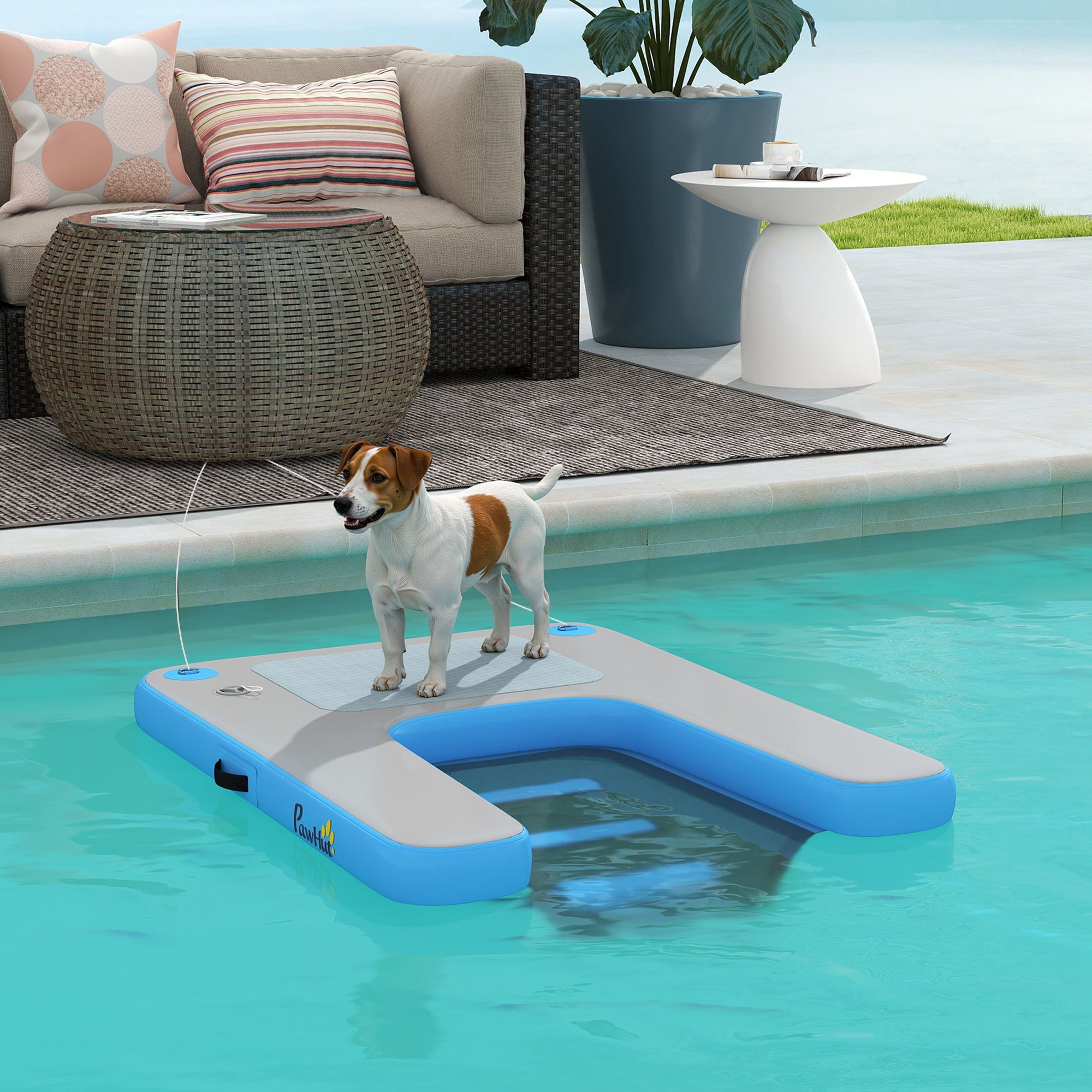 Floating Boat Ramp for Swimming Pets Up to 200 lbs, for Pool, Lake, Boat, Dock-DECOROLALA