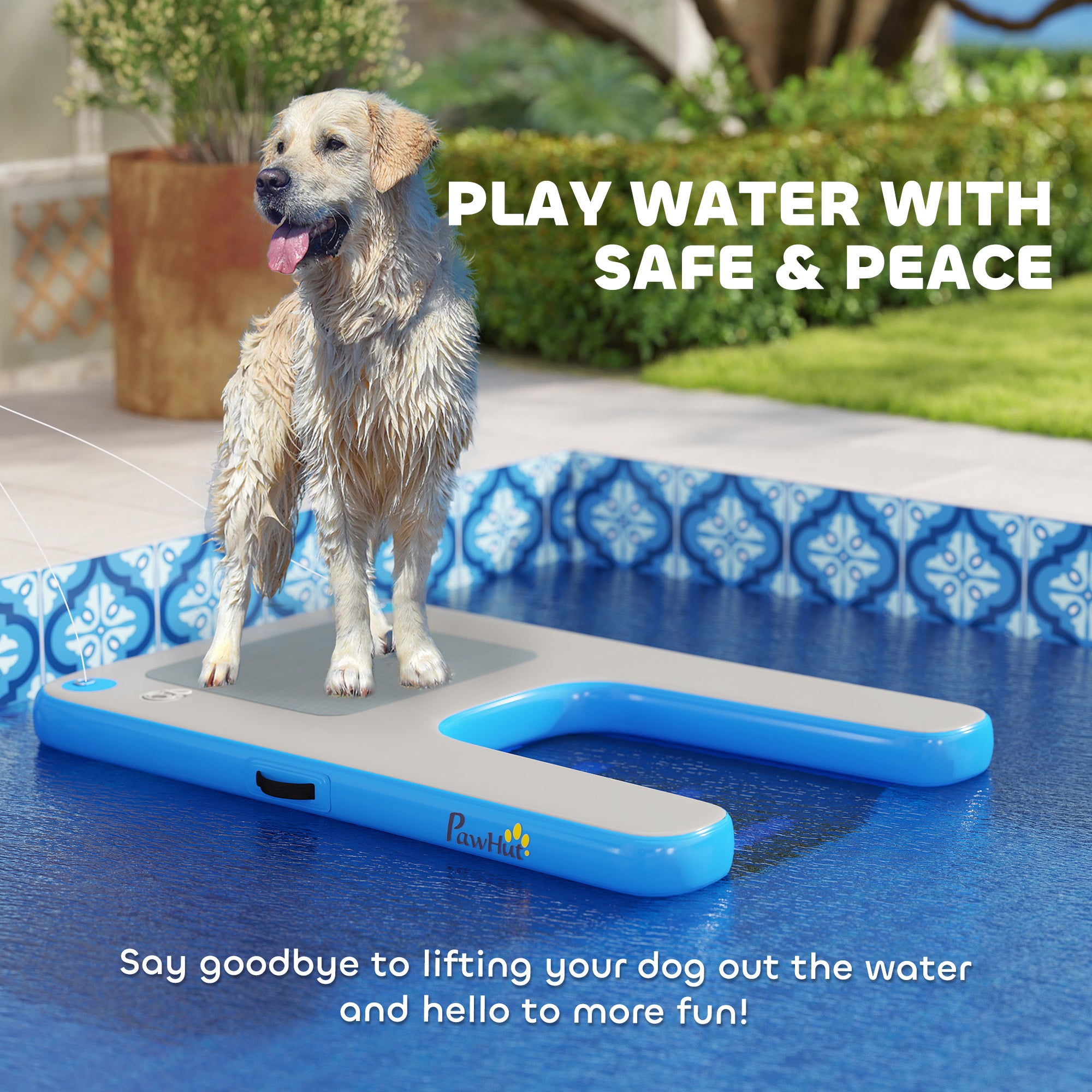 Floating Boat Ramp for Swimming Pets Up to 300 lbs, for Pool, Lake, Boat, Dock-DECOROLALA