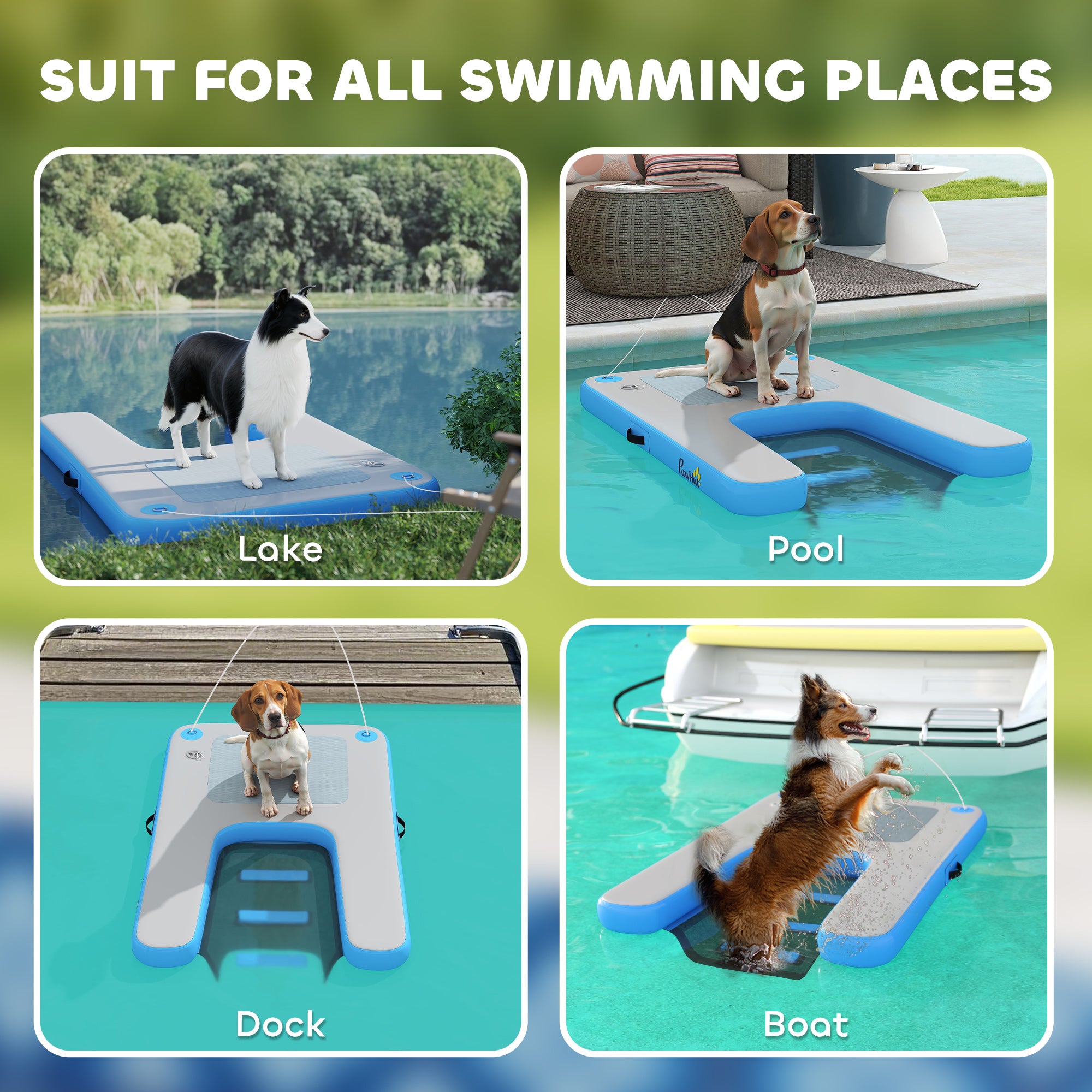Floating Boat Ramp for Swimming Pets Up to 300 lbs, for Pool, Lake, Boat, Dock-DECOROLALA
