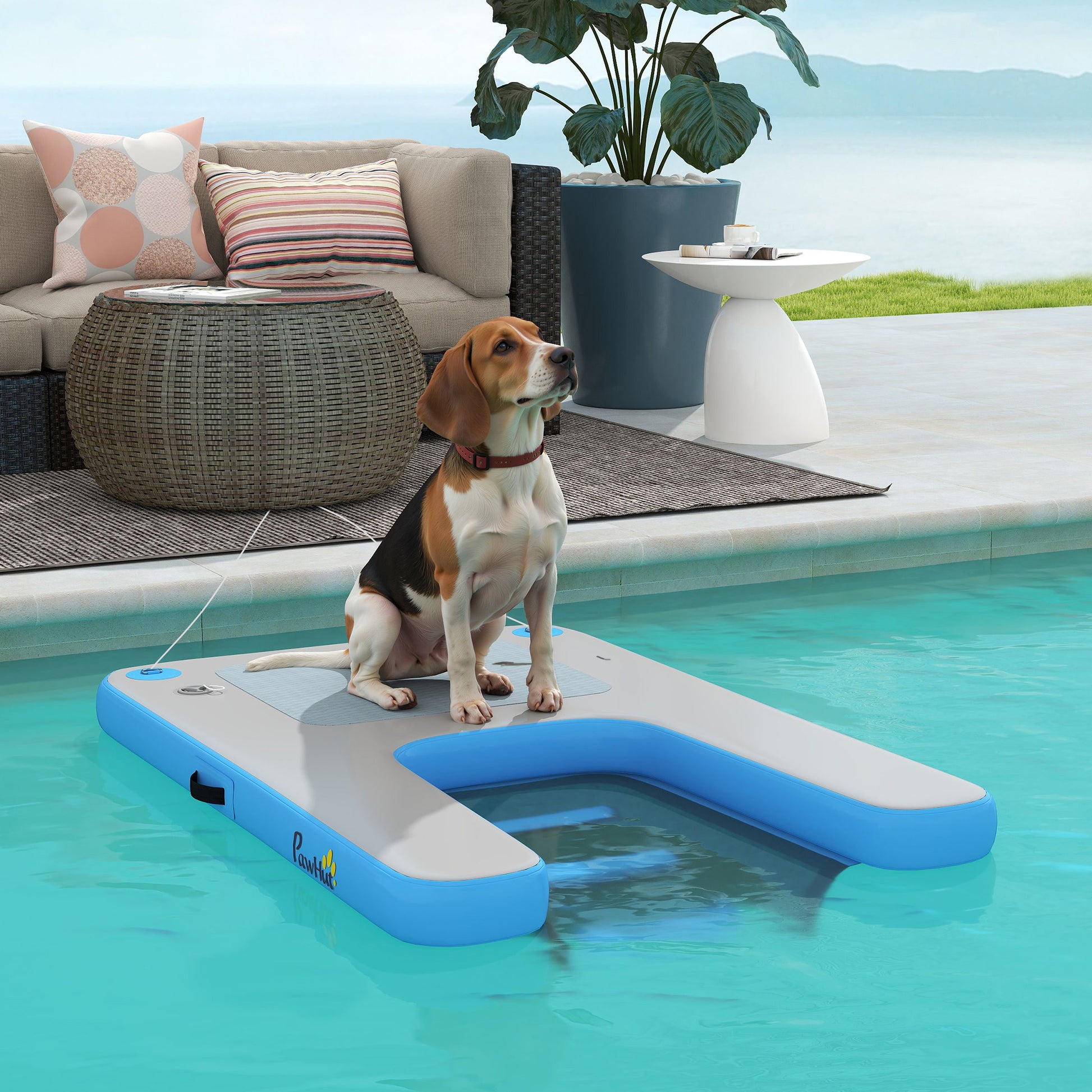 Floating Boat Ramp for Swimming Pets Up to 300 lbs, for Pool, Lake, Boat, Dock-DECOROLALA