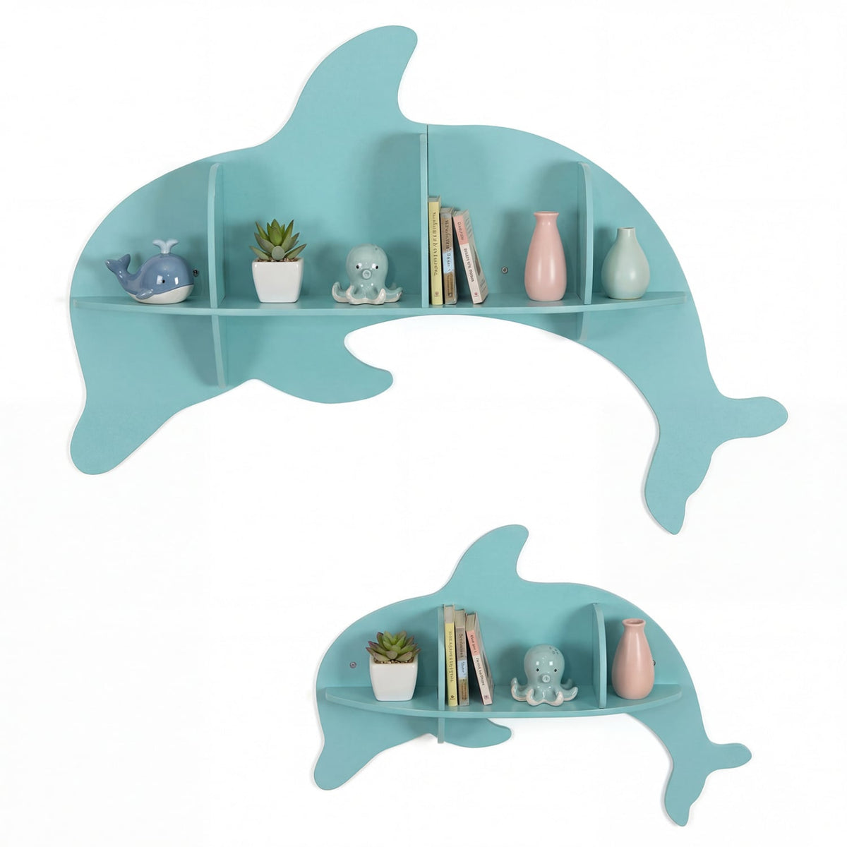 Floating Dolphin Shelves Wall Mounted Storage Display Rack-Blue-Kids Storage-DECOROLALA