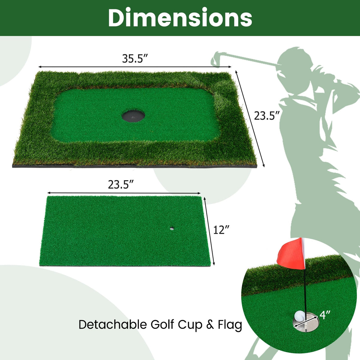 Floating Golf Green for Pool with 6 Golf Balls and Golf Flag-Golf-DECOROLALA
